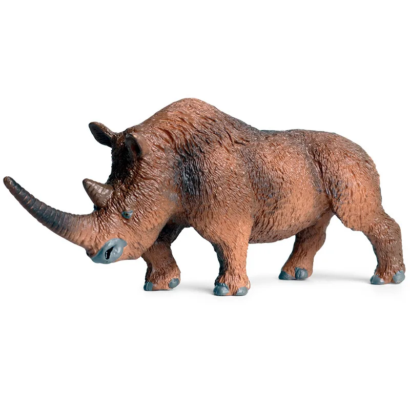 Simulated Wild Animal Model Red Haired Rhinoceros Plastic Animal Solid Hand Toy For Children