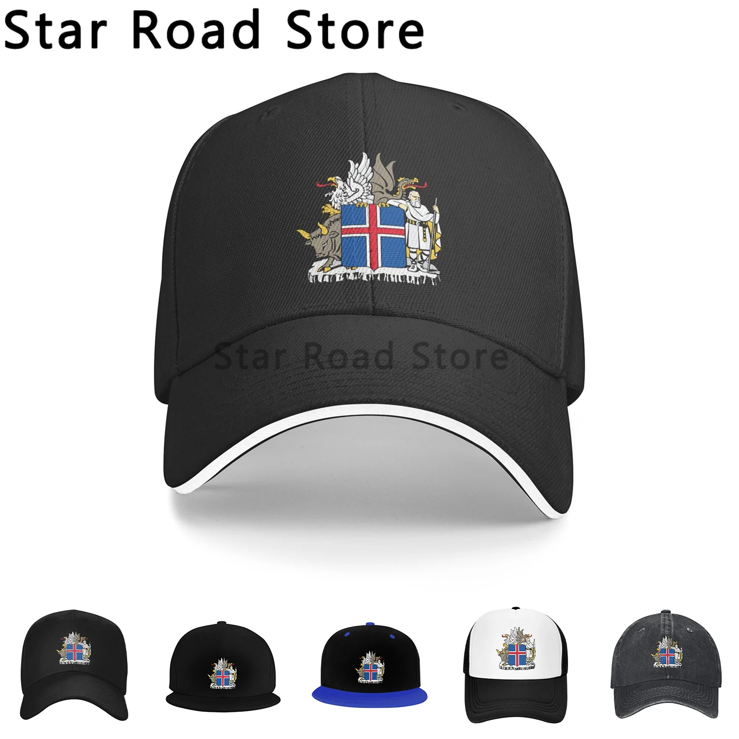 Fashion Cotton Coat of Arms of Iceland Print Baseball Cap Men Women Breathable Dad Hat Sports