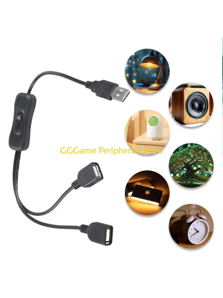 

U55B Double USB Female Charging Cable With Power Switcher 5V2A Output High Efficiency Charging For Home Appliances