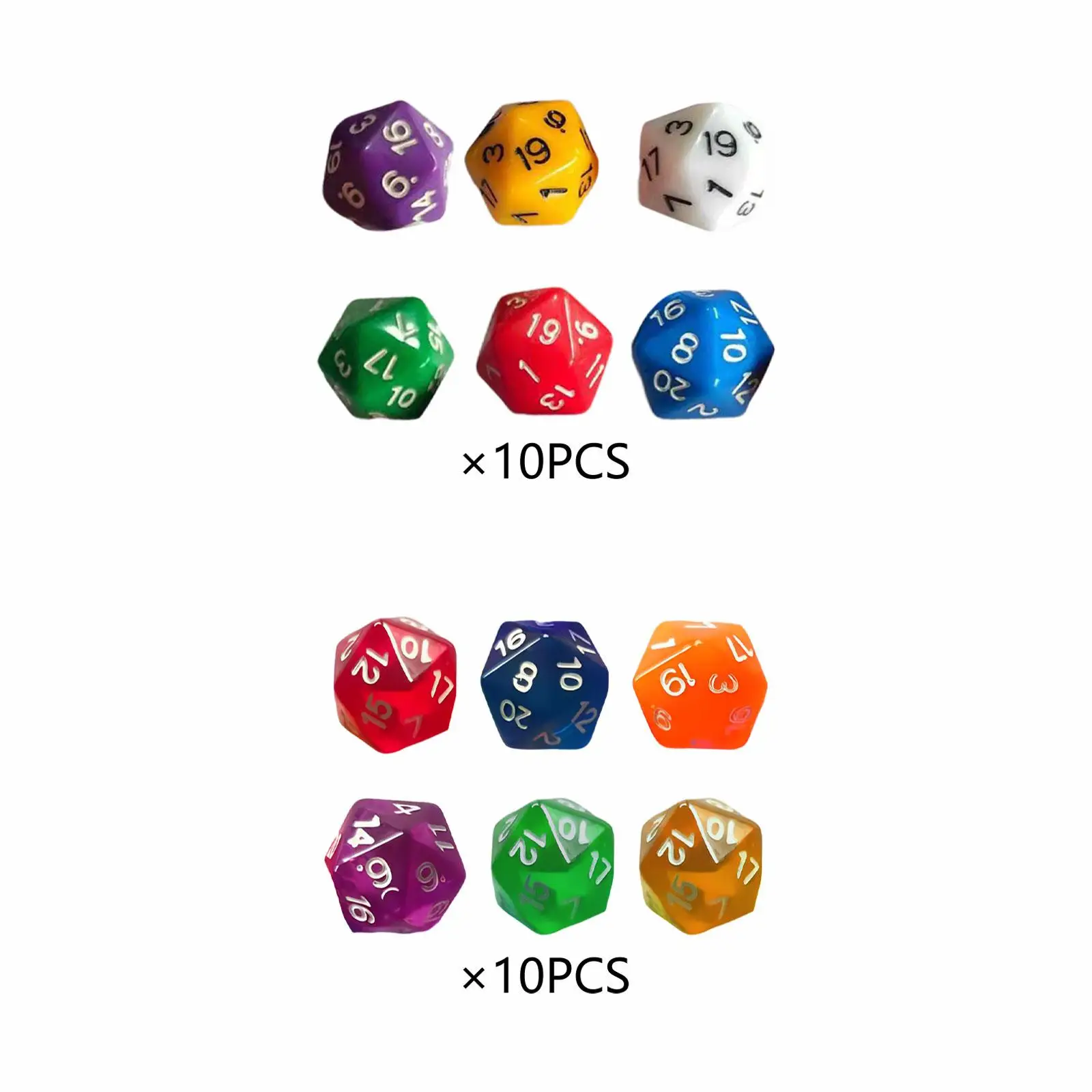 

60Pcs D20 Polyhedral Dice Entertainment Toys Multi Sided Dices for Card Game Role Playing Game Table Party Game Board Game