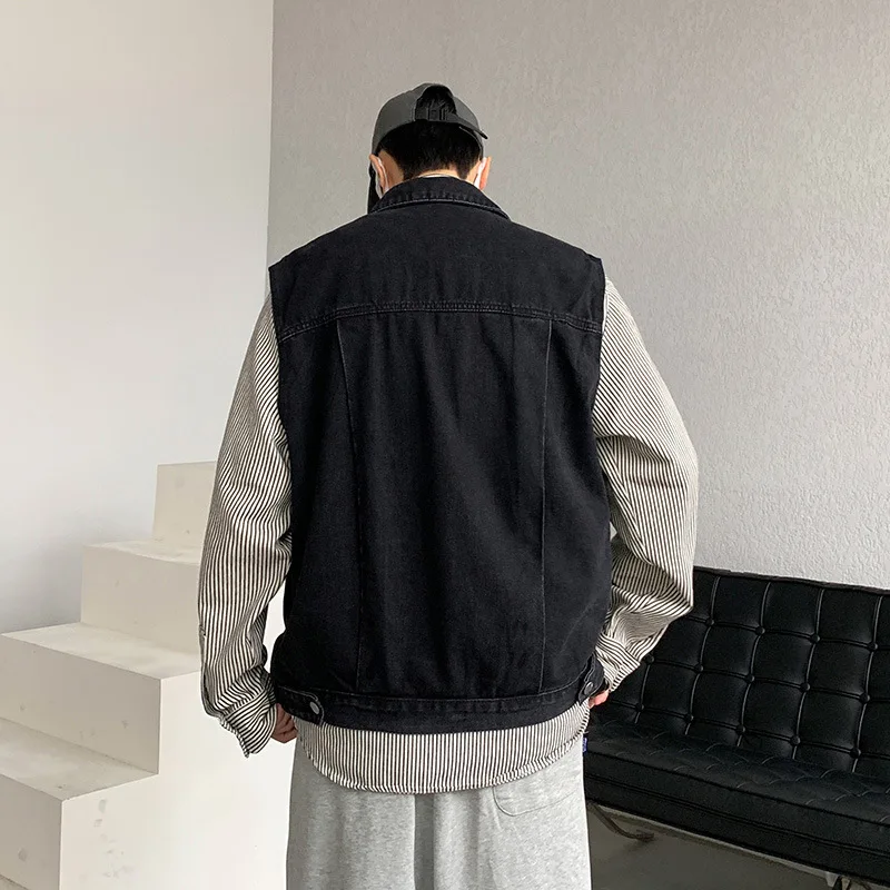 سترة الرجال الربيع النسخة الكورية فضفاضة العصرية المتناثرة نمط Ins الشارع سترة دون أكمام #4