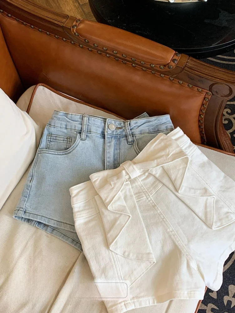 

High Waist Denim orts Knot Versatile Casual Slim Fit Spring Summer Women's Jeans High Waist orts Ice Ice Came