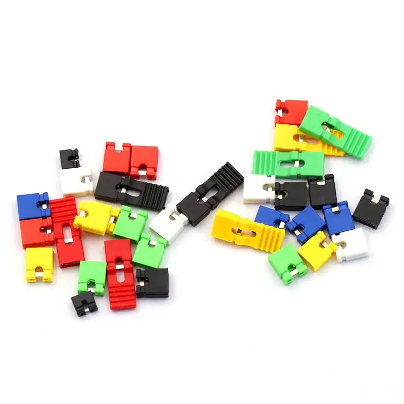 50PCS Pitch 2.54mm Header Jumper Shorted Cap & Headers & Wire Housings Connector Black Yellow Blue Red Green White For Arduino