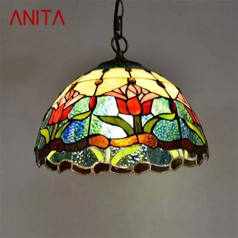 

ANITA Tiffany Pendant Light LED Lamp Modern Colorful Fixtures For Home Dining Room Decoration