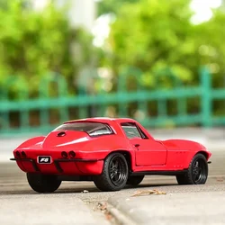 1:32 Chevrolet Corvette Classic C2 1966 Movie Same Red Car Model With 2 Doors Alloy Diecast Simulation Sport Car Kids Gifts F4