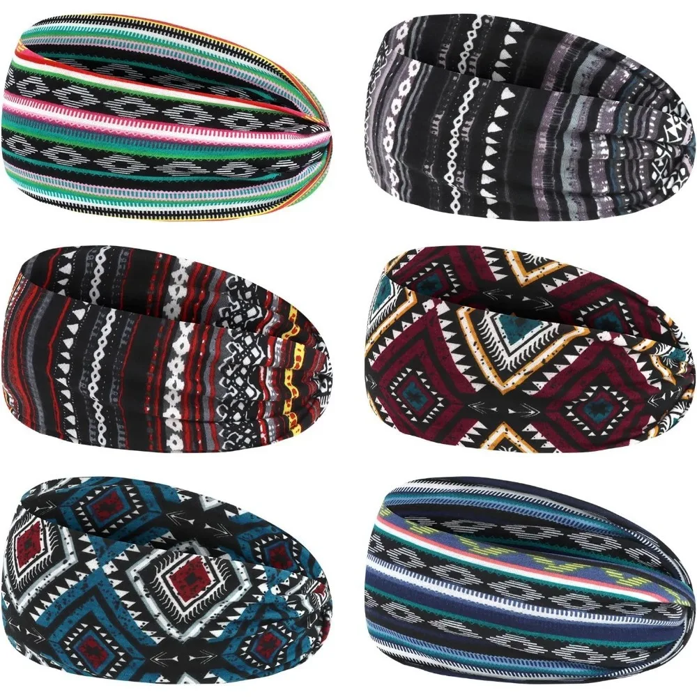 

6 hair bands: anti-sweat hair band, thick and wide exercise yoga elastic hair band