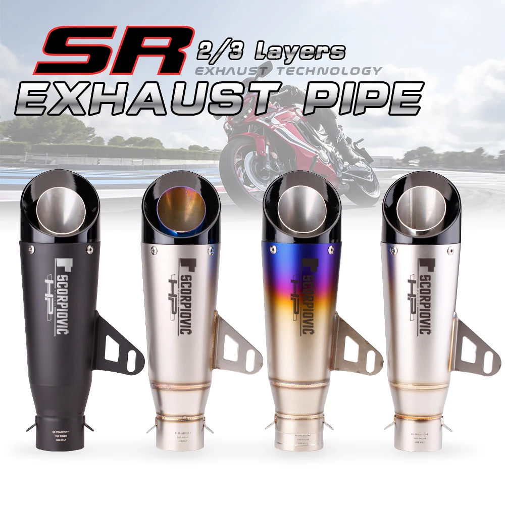 51mm/60mm motorcycle exhaust pipe with db killer motorcycle exhaust pipe carbon fiber muffler gp-design exhaust pipe