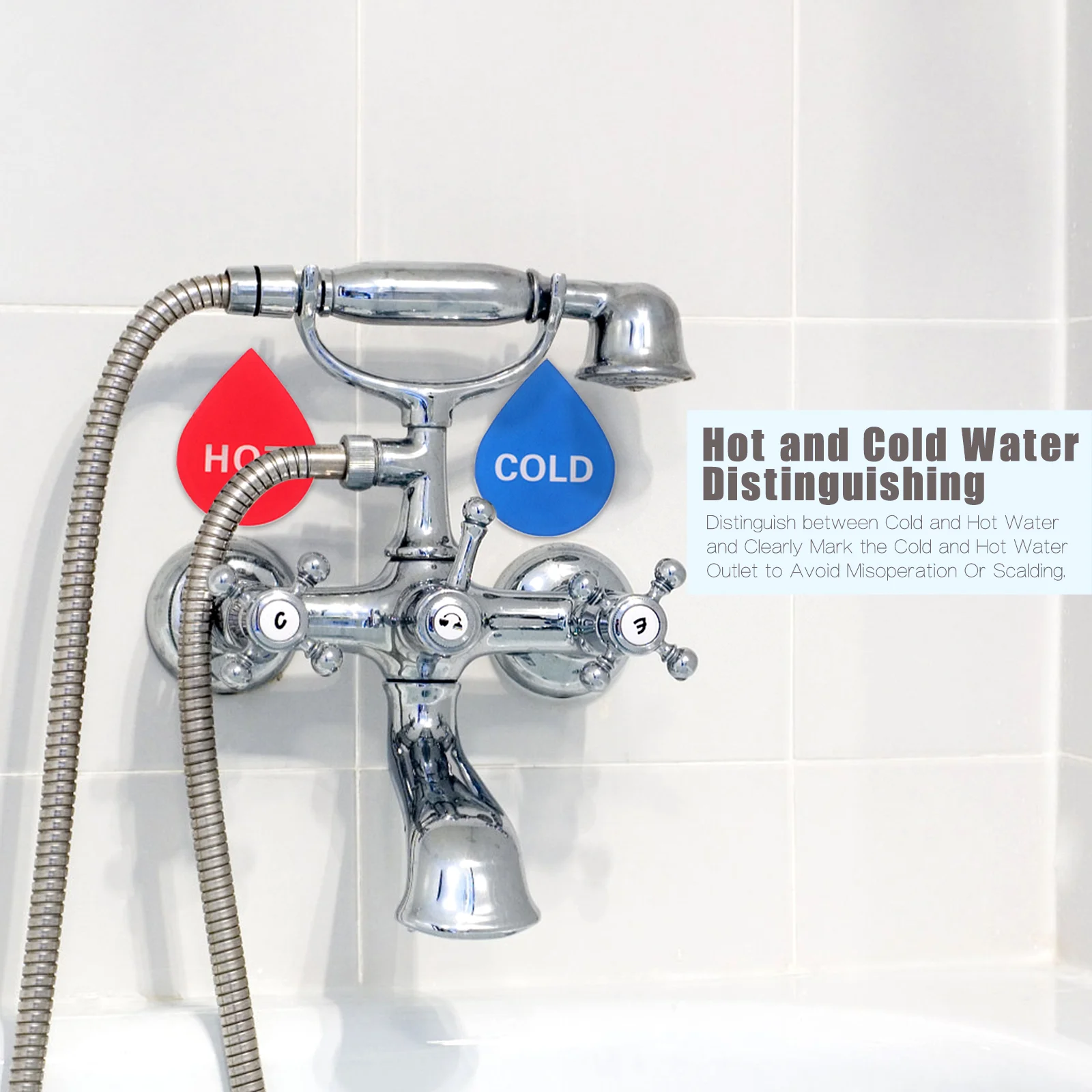 6 Pairs Hot and Cold Water Labels Faucet Taps Sticker Sign Ice Stickers Kitchen Function