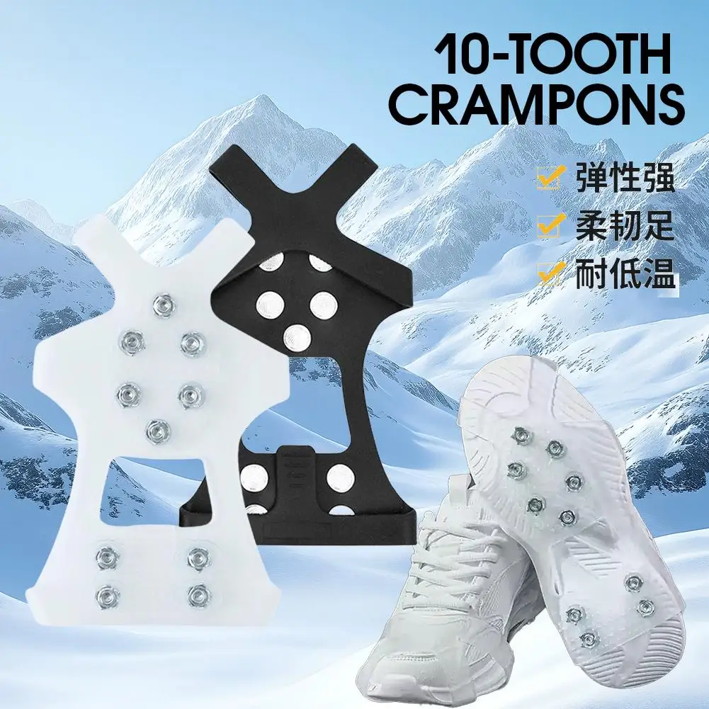 1 par de cubiertas antideslizantes para zapatos, garras de hielo de 10 dientes, picos, Crampones para montañismo al aire libre, Camping y senderismo