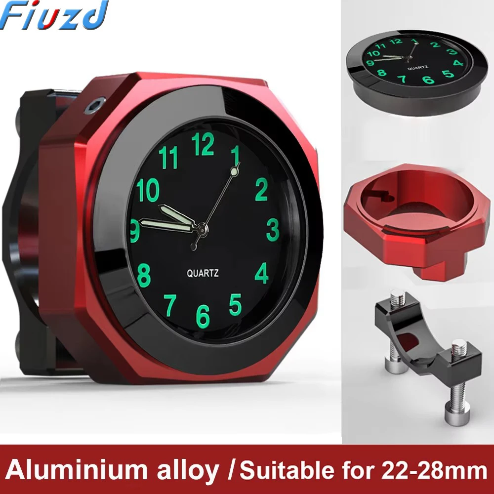 Universal 22-28mm Waterproof Motorcycle Bike Handlebar Clock Mount Watch Time Aluminum Clock With Buckle High-grade Chrome Table