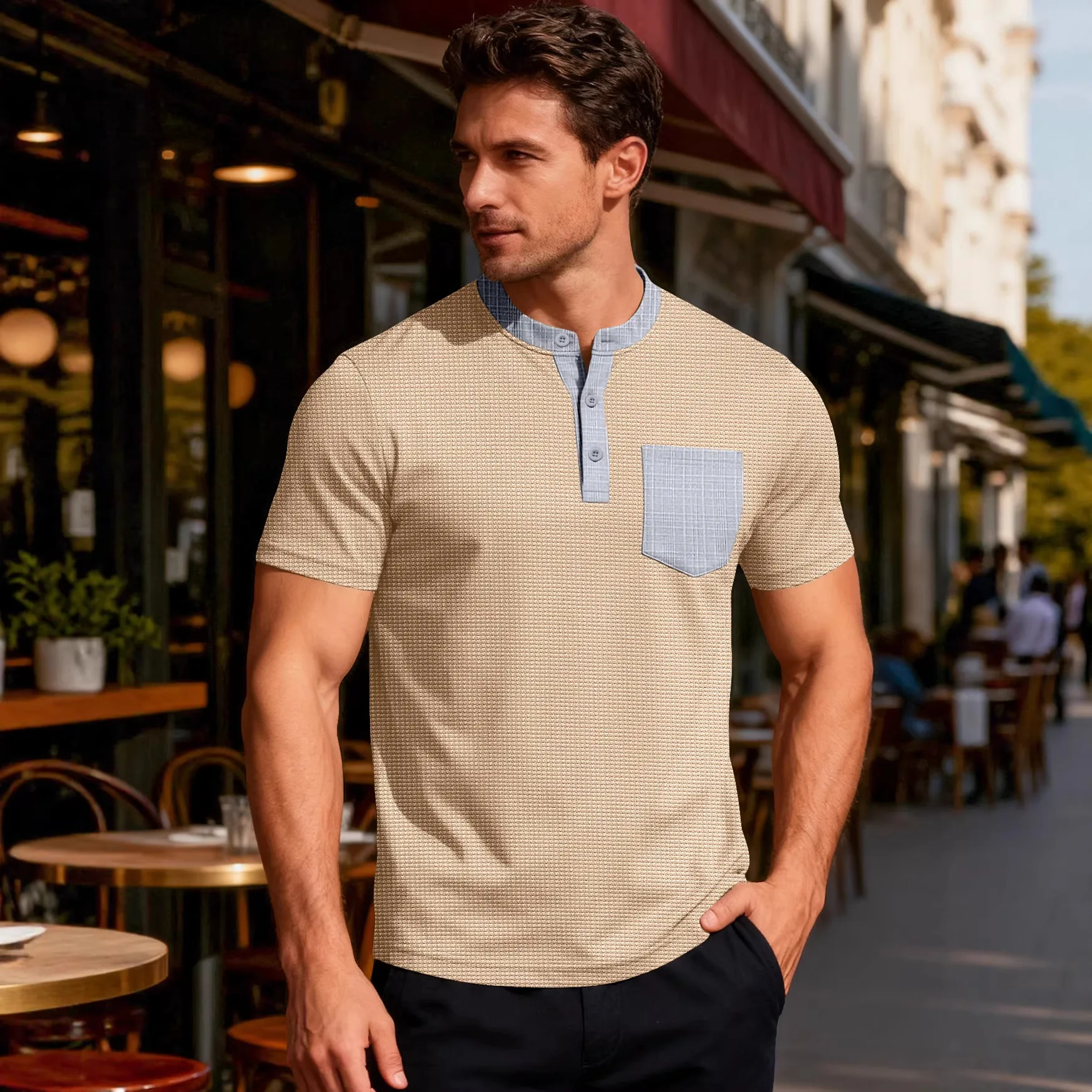 Amazon Men'S Fashion - Amazon Summer Men's Stand Collar Color-Blocked