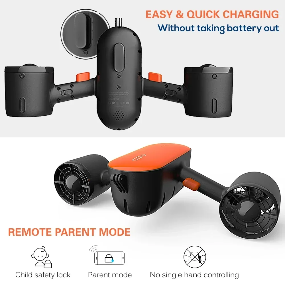 350W  Underwater Diving Scooter 60 Minutes Endurance Sea Pool Swimming Propulsion Equipment For Adult Kid