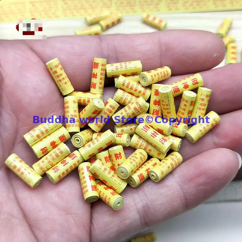 10PCS Wholesale Buddhist supplies miniature God of Wealth Mantra Buddha Mantra scriptures roll amulet talisman Temple Abbot