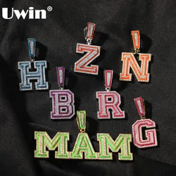 UWIN Custom Fluorescence Name Necklaces Iced Out Two Layer CZ Glow In the Dark Name Pendant Necklace Fashion Jewelry for Gift