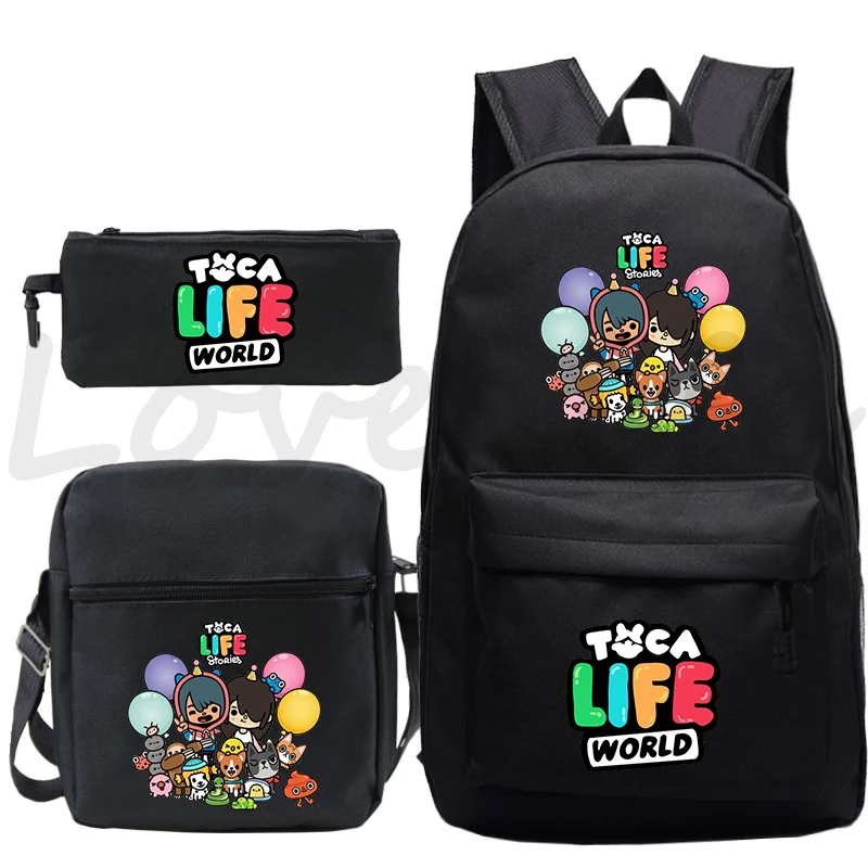 Game Toca Life World Backpack 3pcs/set Boys Girls Anime Knapsack Kids Oxford School Bag Students Daily Mochila Toca Boca Bagpack