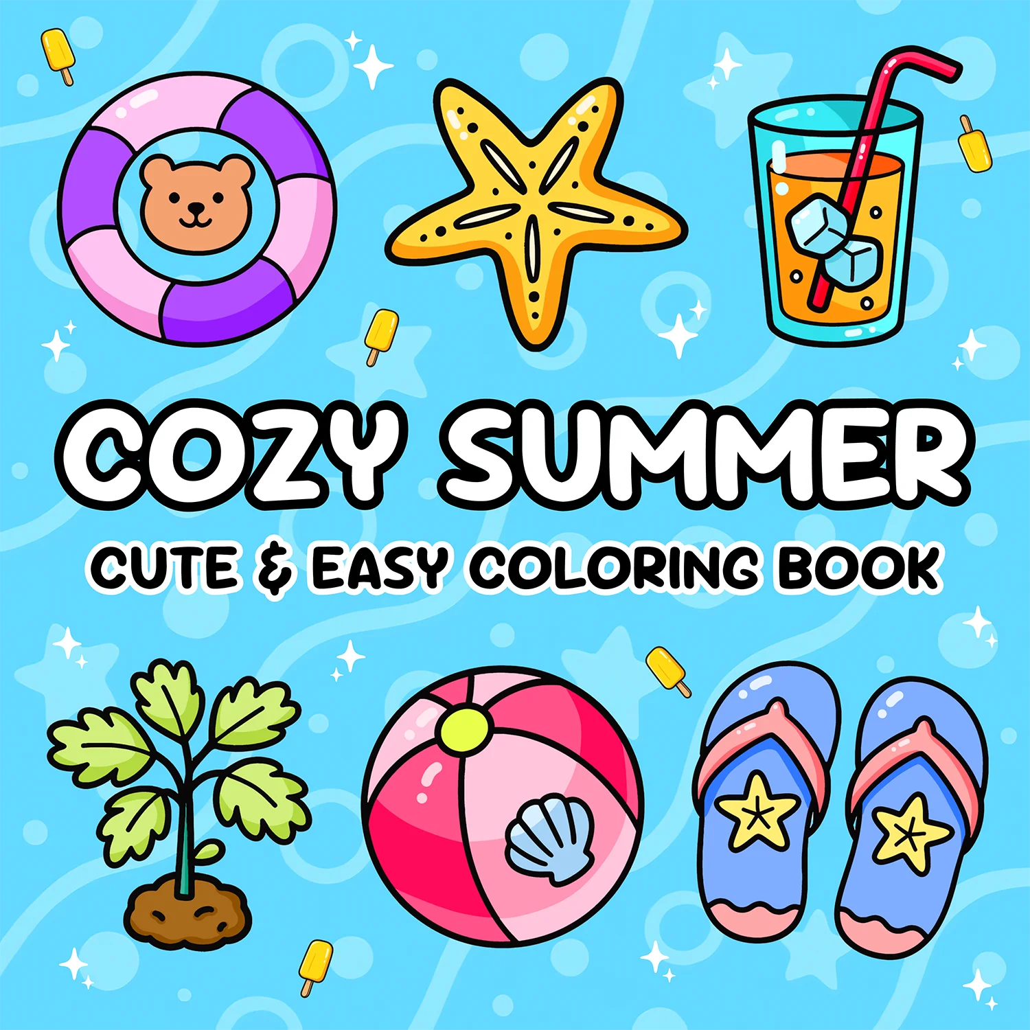 

COZY SUMMER Bold-easy Patterns Coloring Book for Adults Cute Graffiti Painting Drawing Book Perfect Gift for Party and Birthday