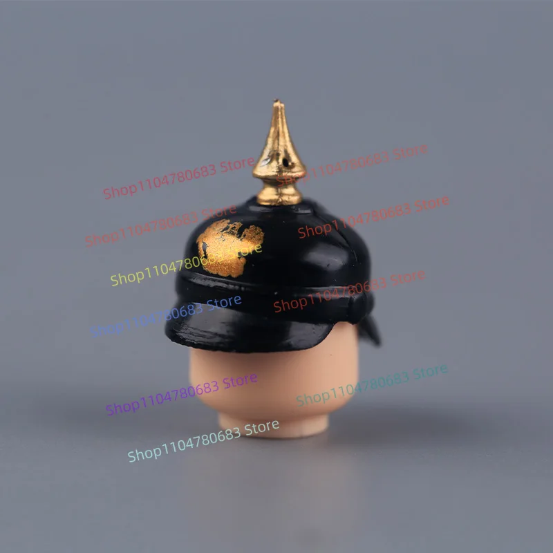 Moc blocos de construção militar soldado prussiano chapéu pontiagudo mini figura montagem modelo exibição dos desenhos animados anime acessórios brinquedo presente