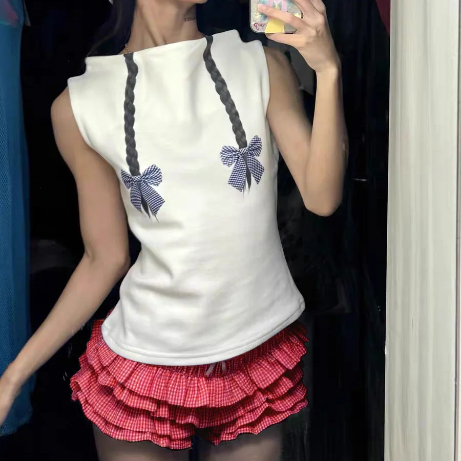 Sweet pants skirt, sweet and cool American style low rise multi-layer wavy lace checkered cake shorts, new style