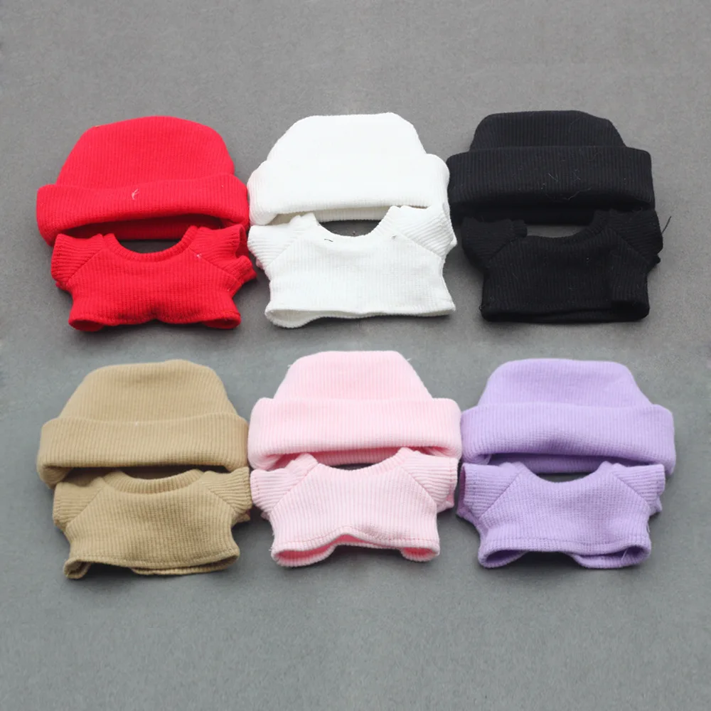 For Labubu Clothes Set Cute Pink Sitting Party Heartbeat Macaron Wearable Clothing Hat Set Casual Solid Color Design Clothing image 4