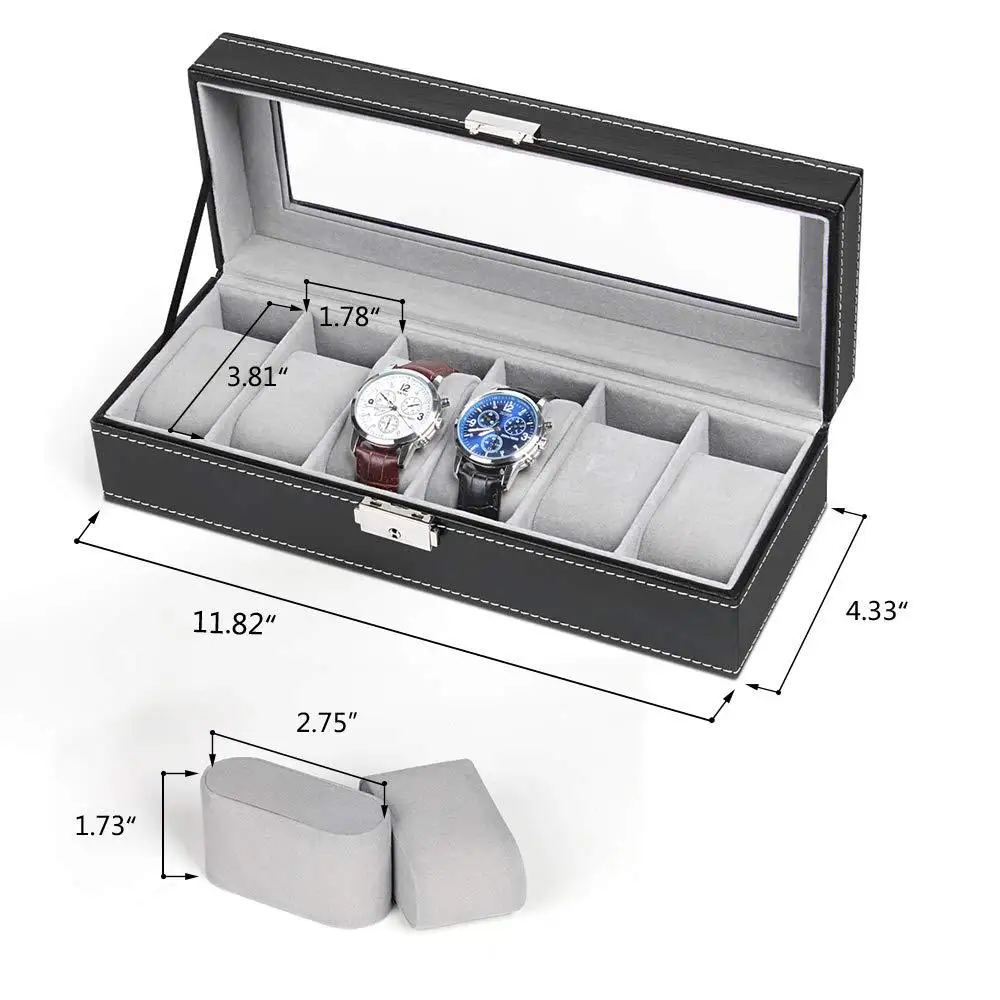 Caja de reloj de pulsera Para Hombre, caja organizadora de almacenamiento, caja de exhibición de relojes Gorgeous negra, Regalos Para Hombre, caja