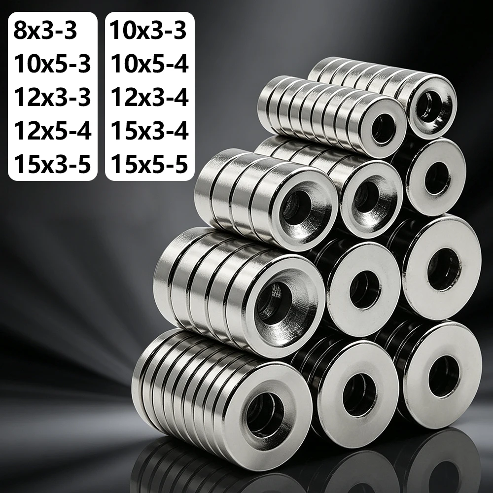 N35 Round Disc Neodymium Magnets with Hole, Strong NdFeB Magnets, Multi‑use Magnetic Accessories for Home, Office & Fridge Use