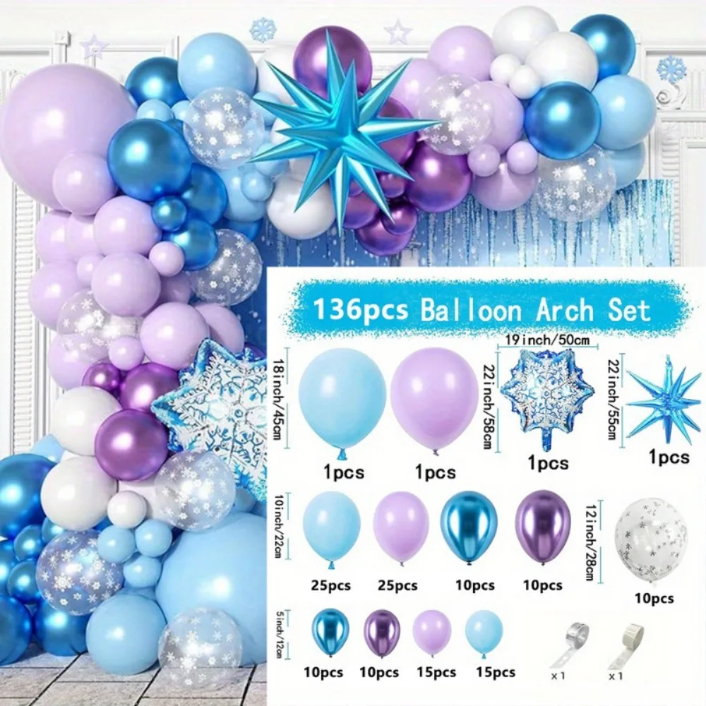 136pcsSnowflake Balloon Arch set Perfect for Winter Wonderland themed parties ideal for wedding birthdayanniversary celebrations
