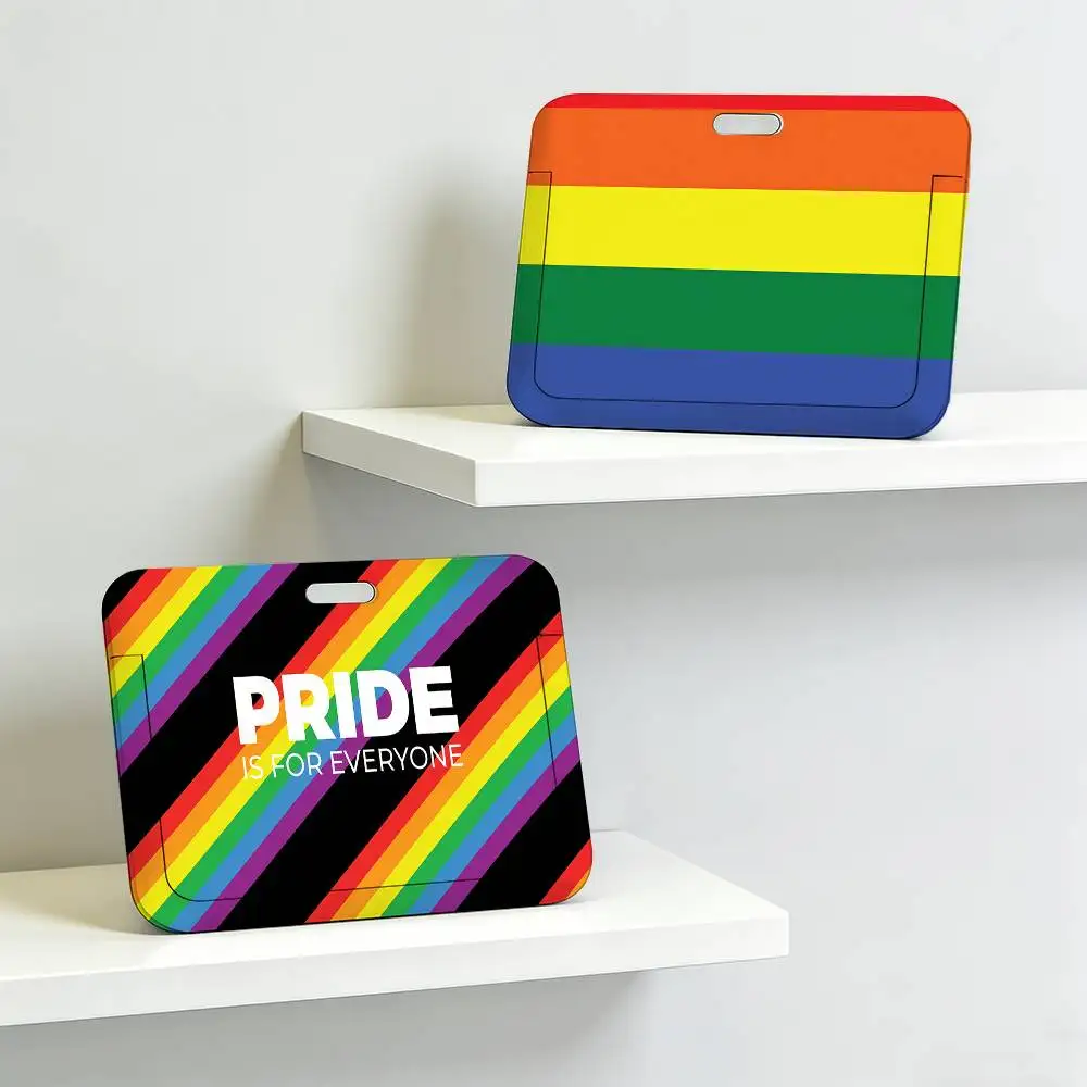 Rainbow Love ID Card Holder Neck Strap Pendant Door Holder Lanyards Keychain Work Credential Case Gift