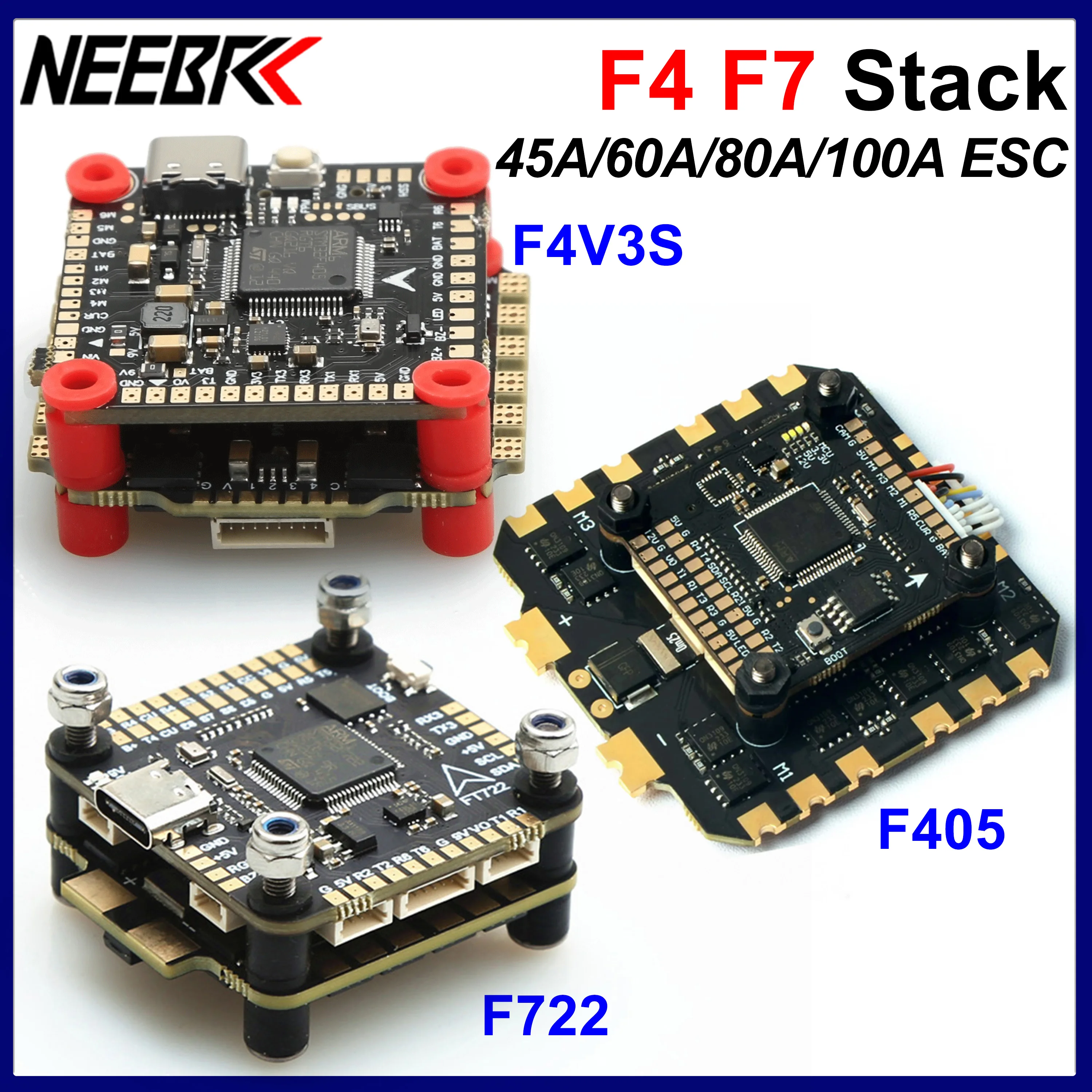 F4 F405 F4V3S F7 F722 FC Stack Flight Controller BLS-60A/80A/100A 4IN1 ESC Flytower for RC FPV Drone Plane Quadcopter X-Class