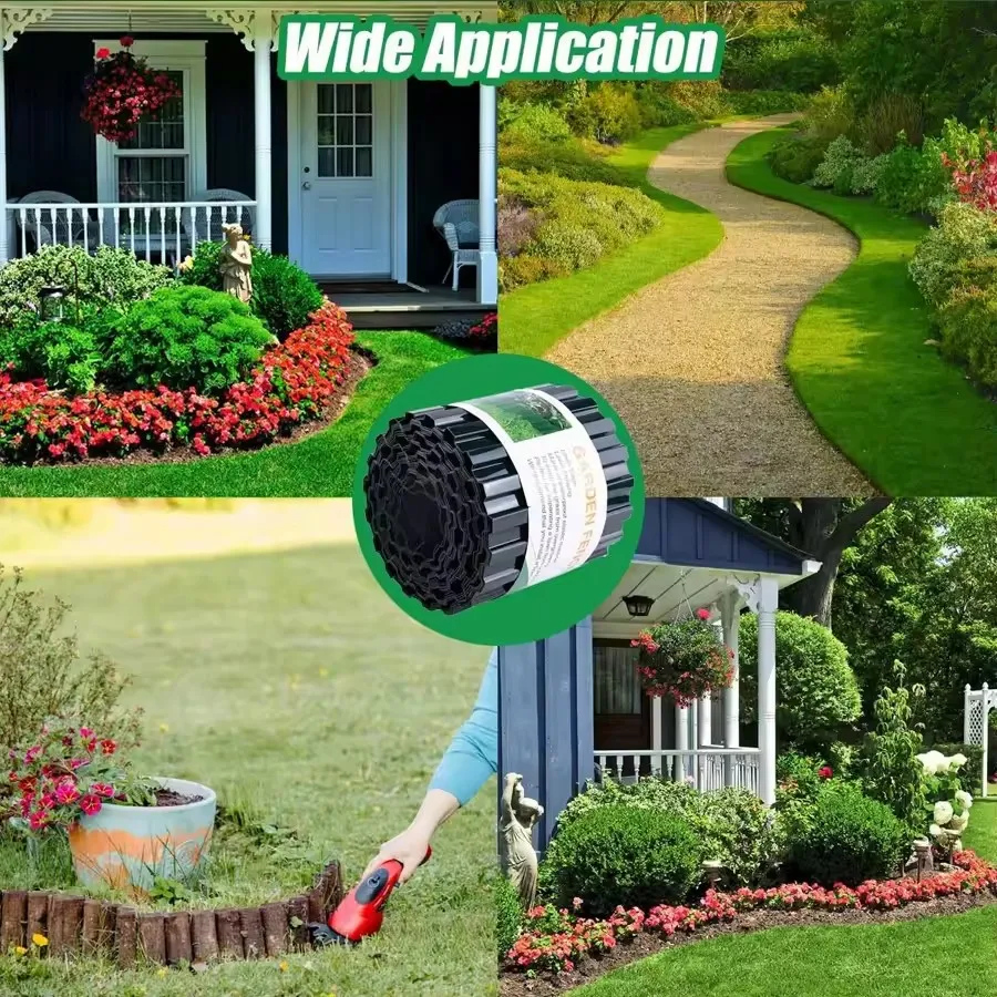 Landscape Edging Plastic Lawn Edging Corrugated Garden Edging Garden Edging Border for Lawn DIY Vegetable Flower Beds Deco