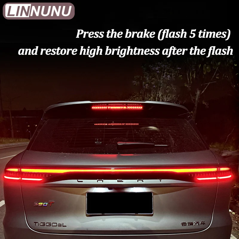 LINNUNU carro alto montado luz de freio piscando módulo luz da cauda módulo cue luz para chirey chery tiggo 8l 9 2025 acessórios