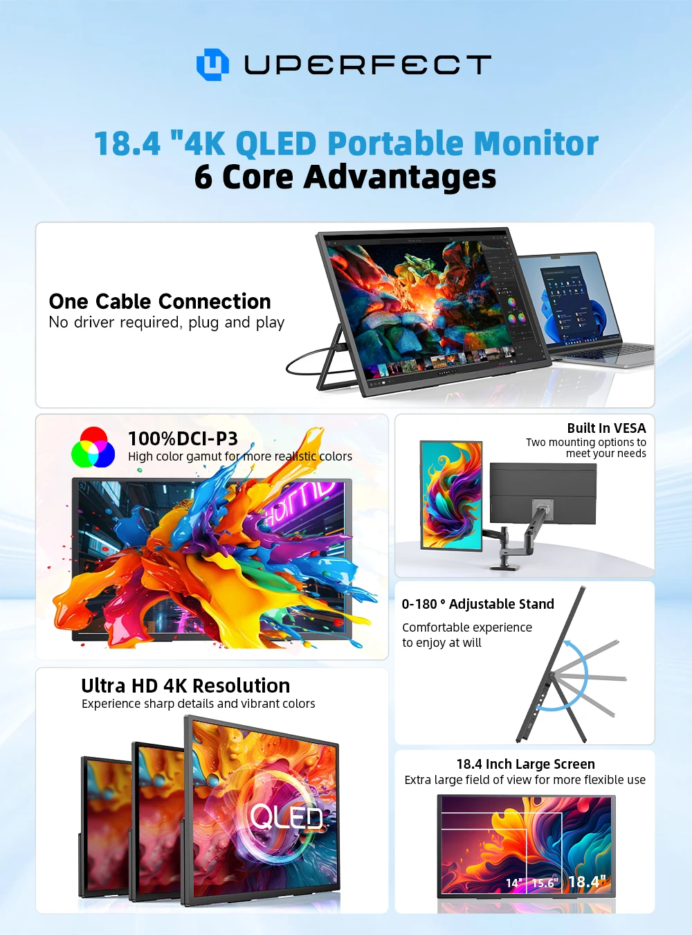 UPERFECT 18.4 pulgadas 4K QLED - Pc Gaming Vs Ps5 reseña y precio