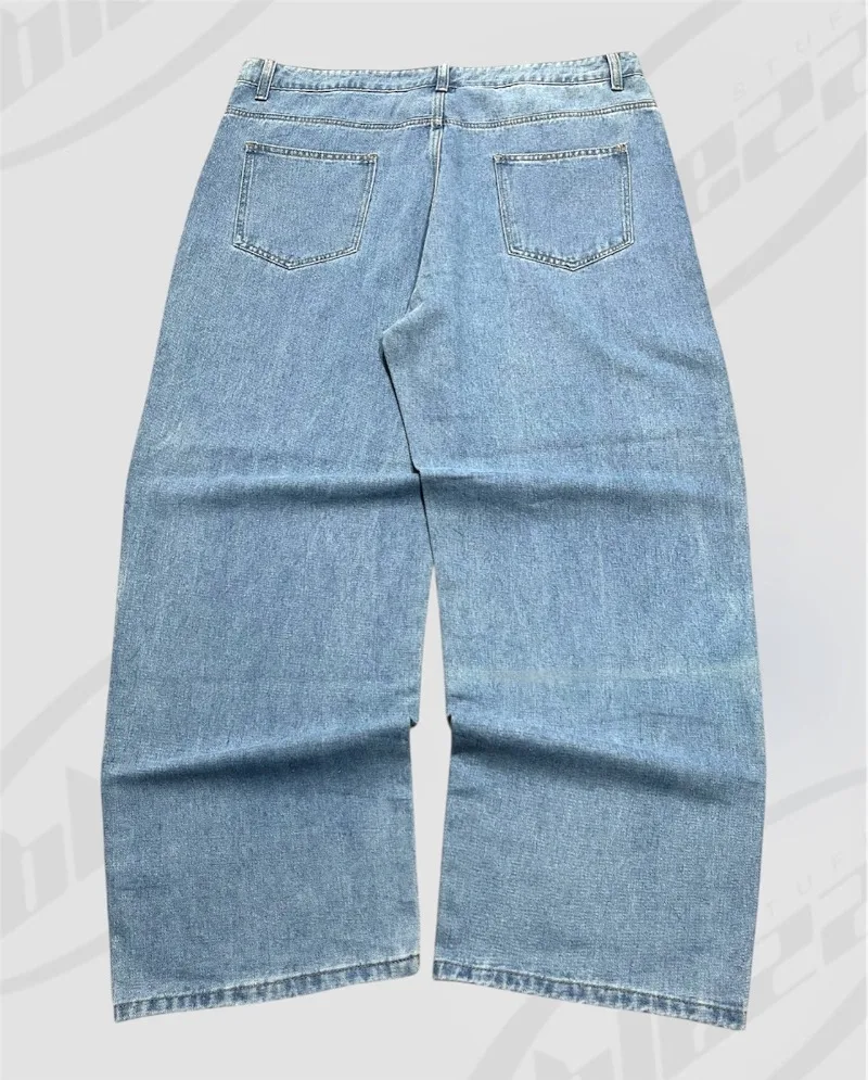 High Street Harajuku Retro Oversized Washed Jeans Women Y2K Rock Hip-hop Letter Casual Trendy Loose Straight Wide-leg Pants Men