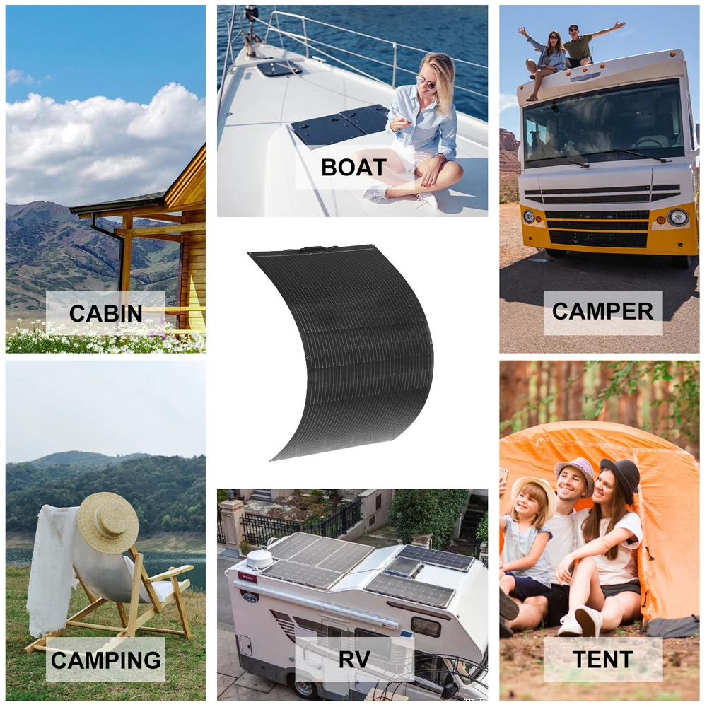 400 واط 200 واط 100 واط 12 فولت لوحة طاقة شمسية مرنة الضوئية لوحة 12 فولت شاحن بطارية العربة RV قارب شرفة المنزل السفر مقاوم للماء