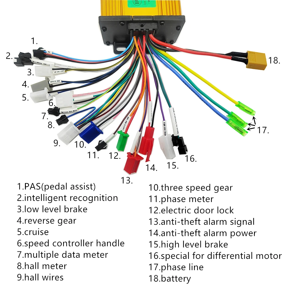 Intelligent Brushless Sine Wave Controller 36V 48V 60V 72V 20A 25A 350W-500W for Electric Bike/Scooter/Brushless Motor