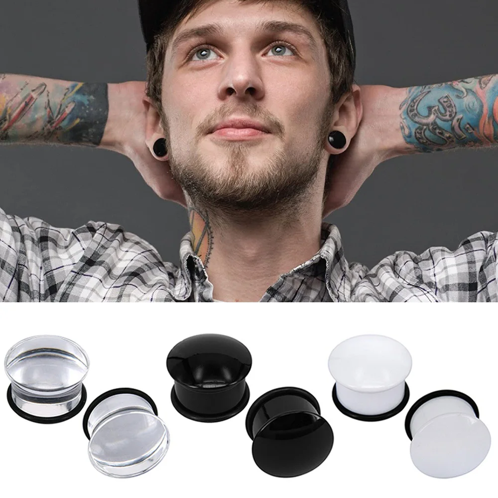 2 Pcs  Acrylic Ear Plugs, Flesh Channel Expander, Ear Plug Piercing with O-Ring Ear Plug Body Jewelry 5-20mm