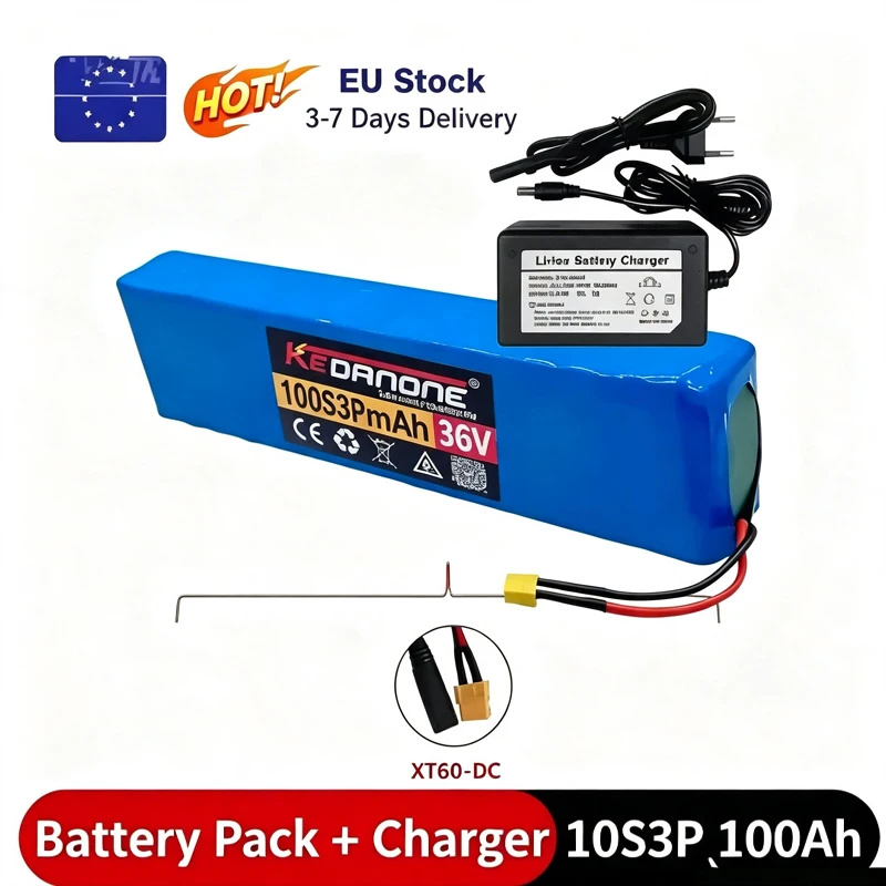 Nuova batteria per monopattino elettrico 36V 2026 10S3P 100000mAh 18650 Li-Ion ricaricabile, ricambio di alto valore 500W BMS Xt60 + caricabatterie 42V
