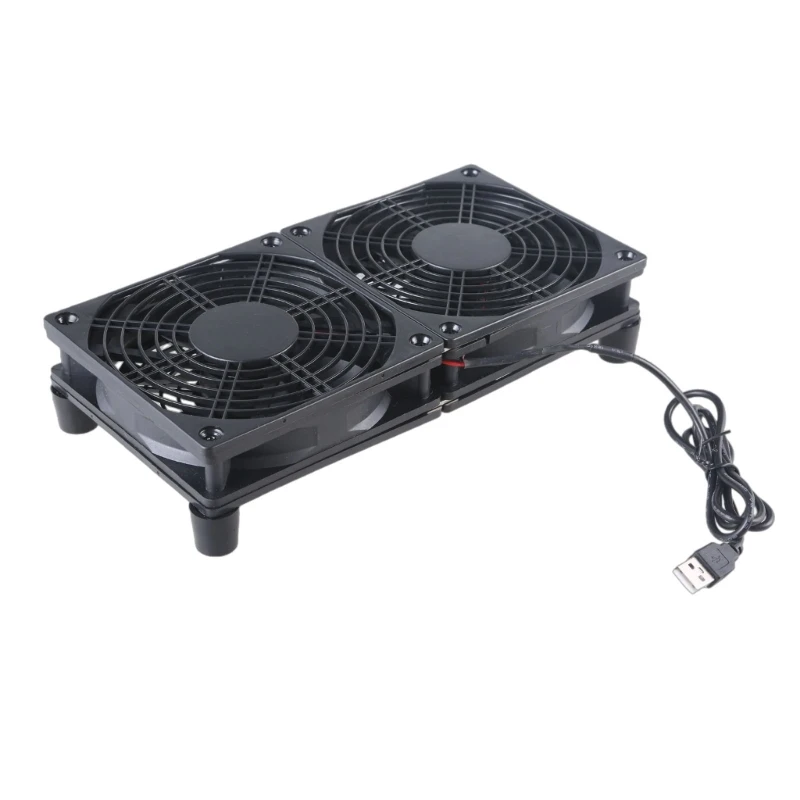 USB Powered Twin Fan for Router Box Cooling Efficient Ventilation and Temperature Control of Electronics