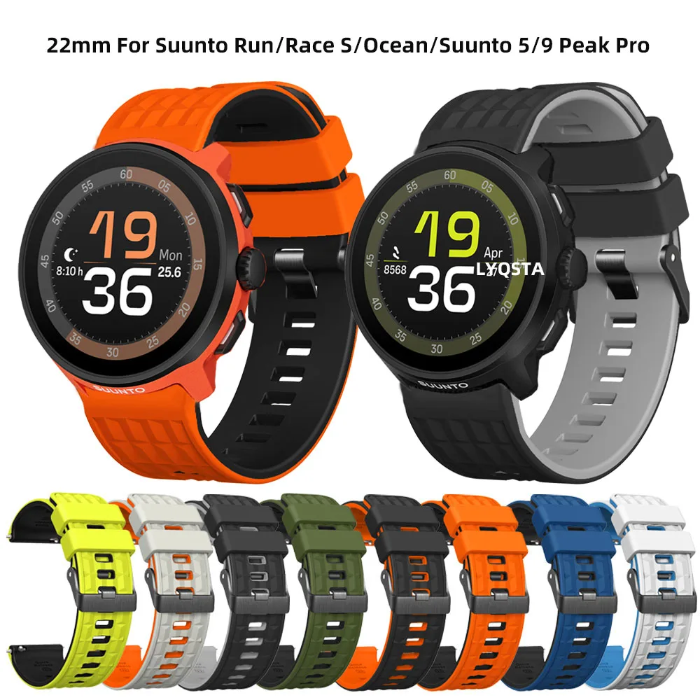 22 مللي متر حزام ساعة سيليكون ل Suunto تشغيل المحيط حزام حزام الساعات سوار استبدال معصمه ل Suunto العمودي سباق S 5 الذروة