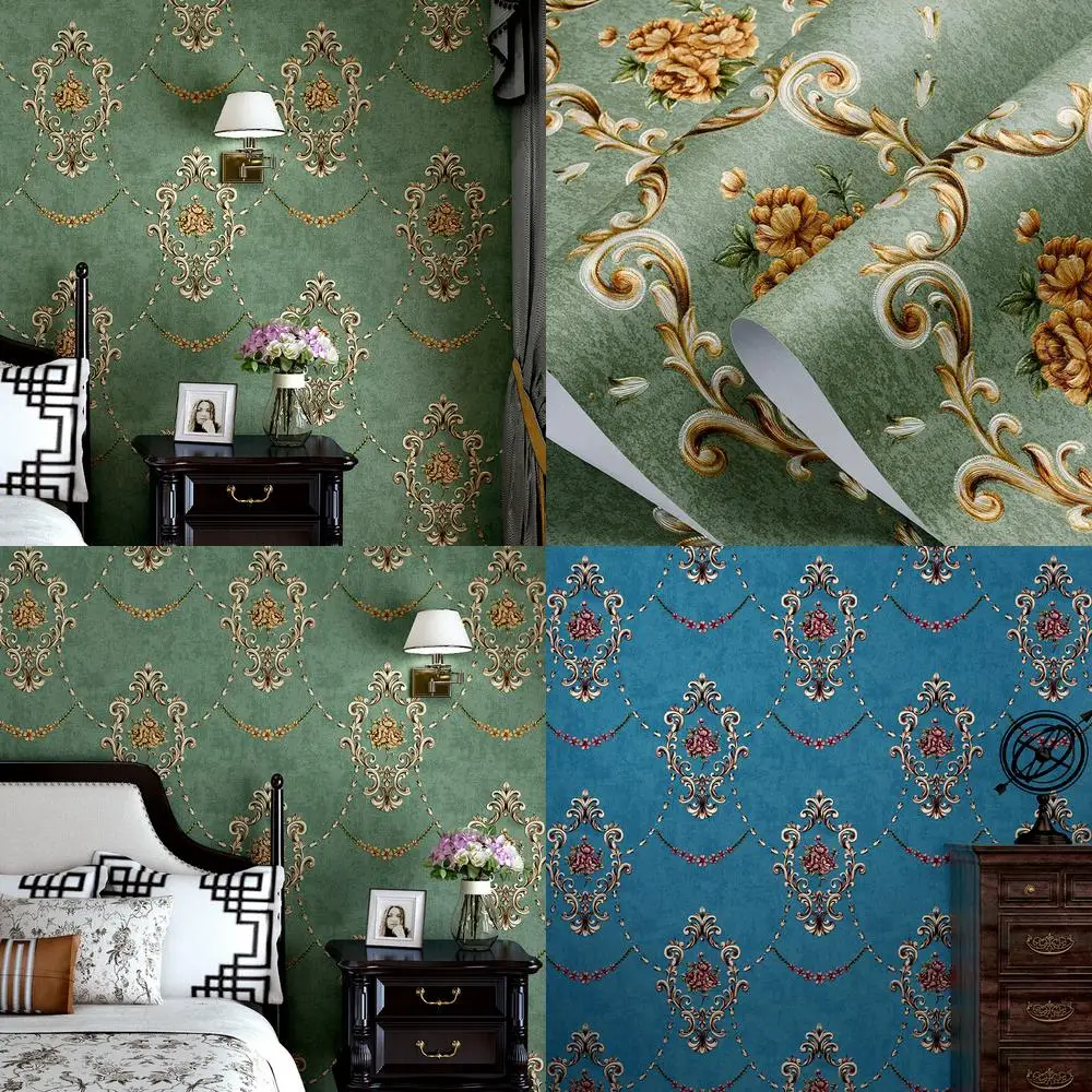 

Оливково-зеленые обои в американском стиле ретро с 3D тиснением в европейской сельской местности для гостиной, дома, спальни, несамоклеящаяся стена