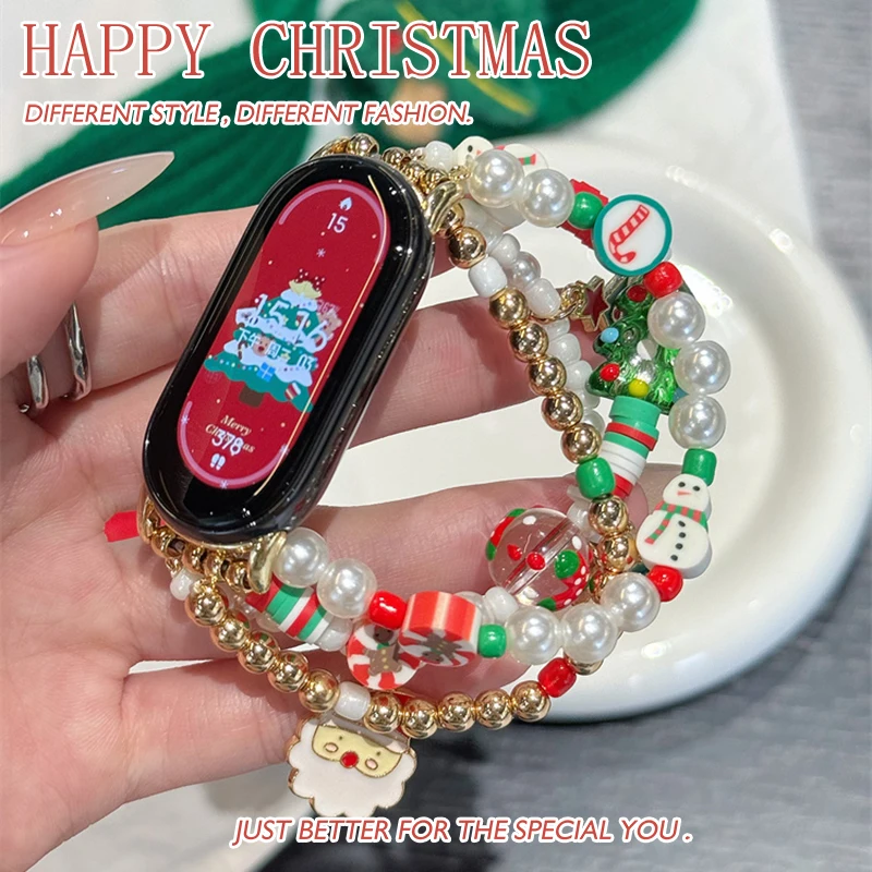 

Plush Christmas Gift Exclusive Strap For Xiaomi Mi Band 9 Pro Adjustable Mi 9 8 Watch Wristband Bracelet Metal Chain 8pro