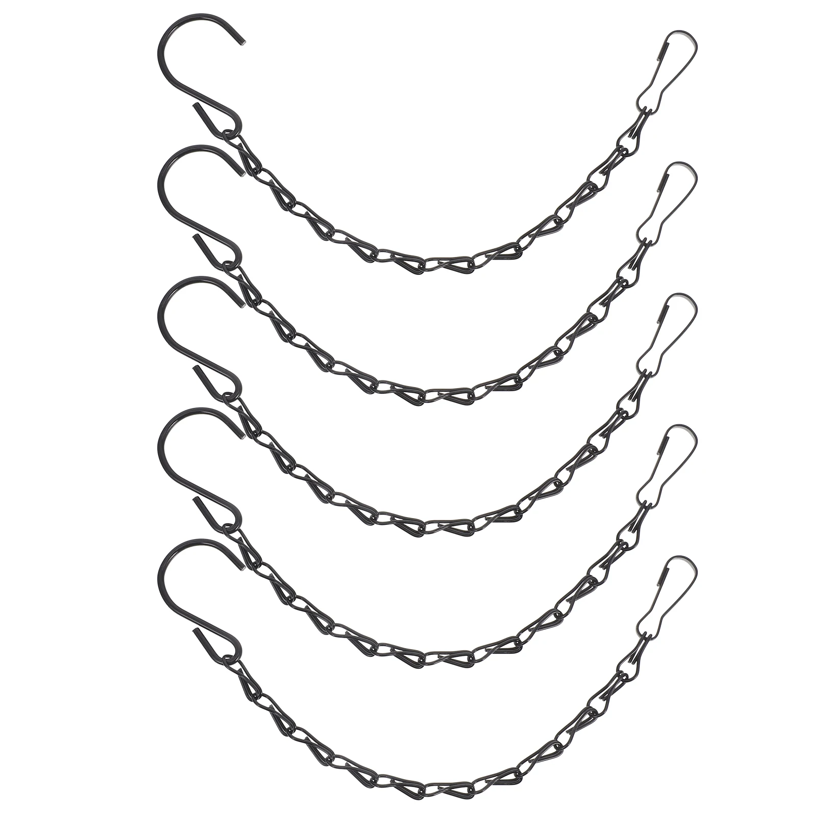 

5pcs Black Double Hook Chains for Hanging Plants Bird Cages Signs Adjustable Length Metal Plant Hangers Ceiling Hooks