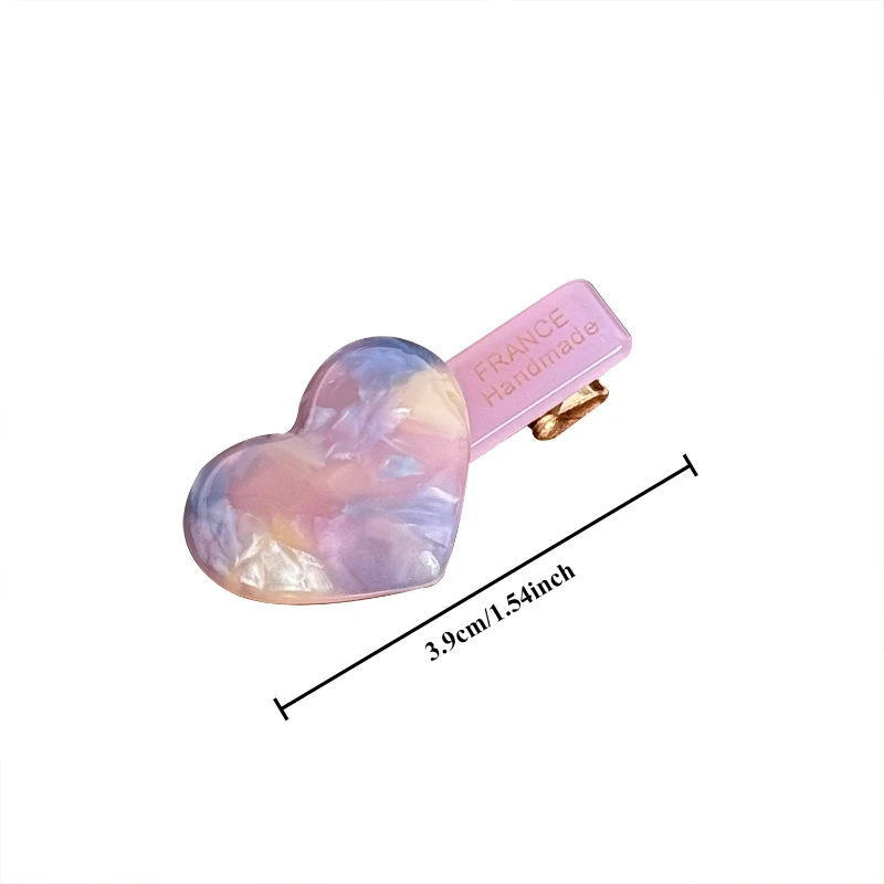 مشبك شعر مصنوع من لوح حمض الأسيتيك مشبك صغير بحافة صغيرة مع غرة على شكل فراشة مكسورة لطيفة ومتعددة الاستخدامات للعناية على شكل قلب أغطية رأس جديدة