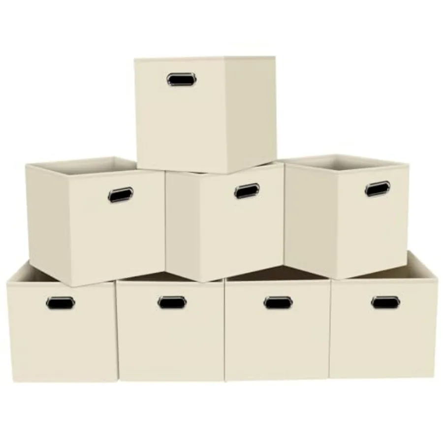 

Foldable Fabric Storage Bins Cubes for Cloth or Accessory Organization 11x11x11 Set of 8 Creamy White