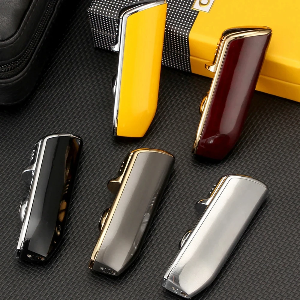 Metal Cigar Torch Lighter Windproof Pocket Jet Cigarette Lighters Refillable Butane Gas Cigar Lighter With Punch Hole Drill