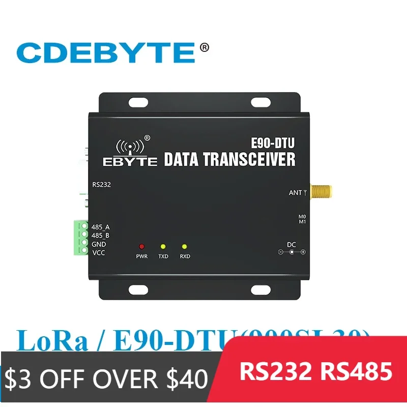 Lora SX1262 868Mhz 915 Mhz 30dBm 10Km Range 0.3k~62.5kbps RS232 RS485 Wireless Lora Modem E90-DTU(900SL30)