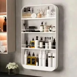 Bathroom Framed Wall Mounted Shelves Cosmetic Shelf No Punching Required Storage Box Multi Story Kitchen Storage Mounted Shelves