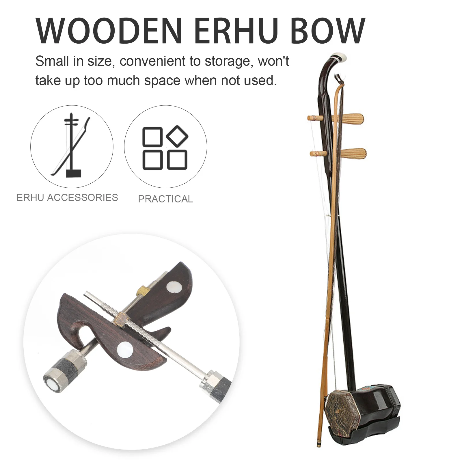 

2pcs Wooden Erhu Bow Replacement Accessories Small Size Iron Core Bows For Musical Instrument Easy Install Clean Perfect