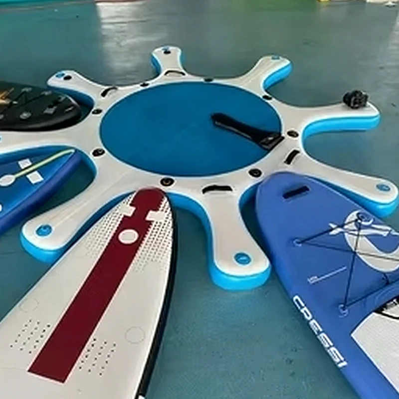 Blue Color Inflatable Yoga Floating Dock Custom Sup Inflatable Yoga Platform For ISUP