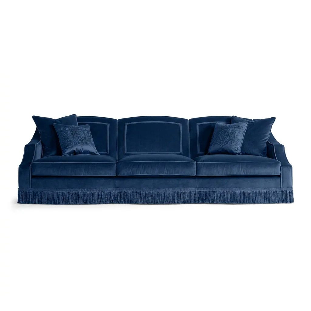 &Furniture Wheidon Sofa Couch Designer Fringed Sofa Armchair in Velvet for Living Room Luxury Home Club - view 2