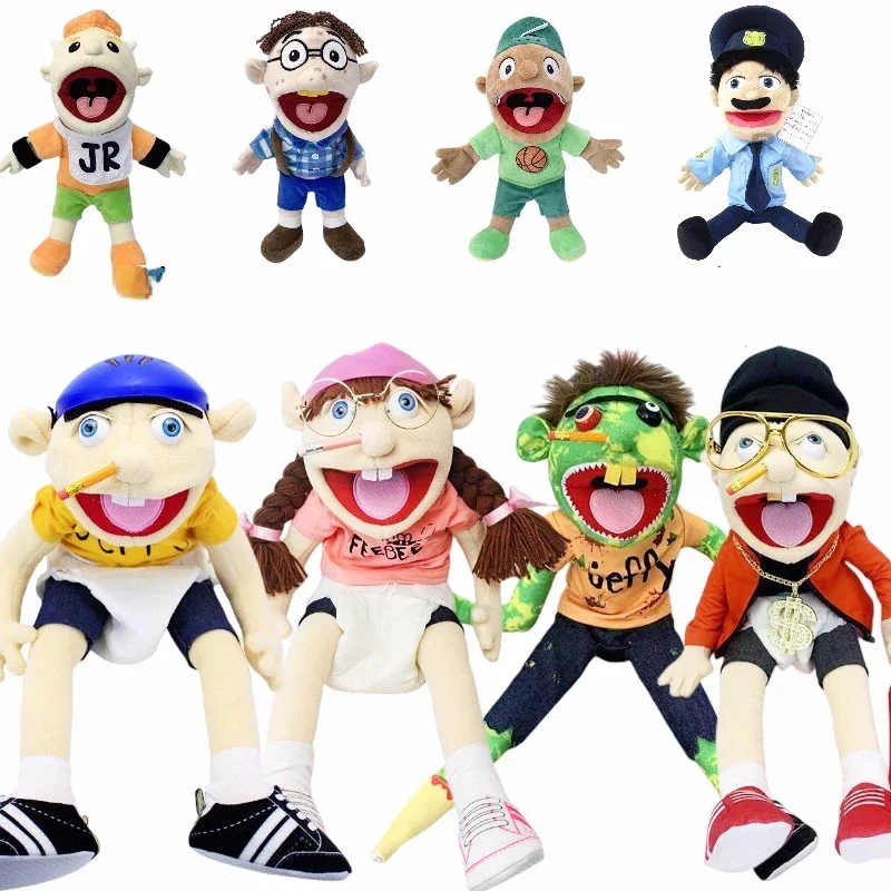 

New Puppet family Jeffy Puppet Plush Hat Game Toy Boy Girl Cartoon Hand Puppet Plushie Doll Talk Show Party Props Christmas Gift